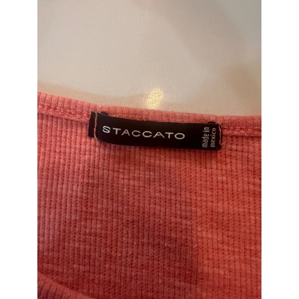 Staccato Ruffle Sleeve‎ Top Ribbed Knit Casual Everyday Tee Shirt Small
